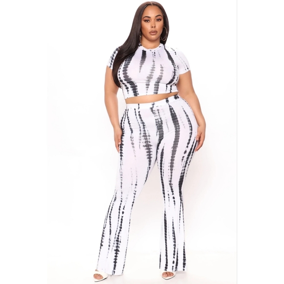 Fashion Nova Pants - Fashion Nova | Jazmin Tie Dye Pant Set 33" - White/Black